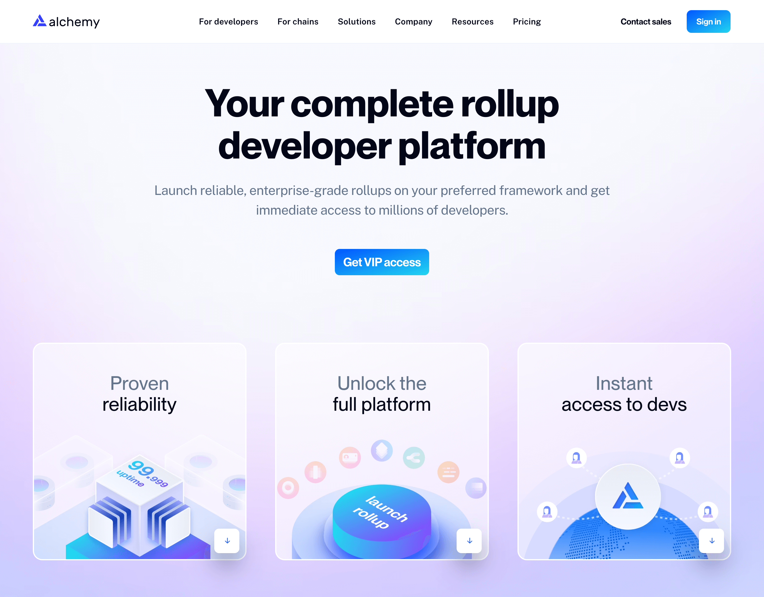 Screenshot of alchemy.com/rollups